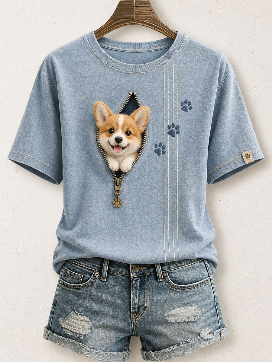 Naisten ihana Corgi tuntui taidetta T-paita