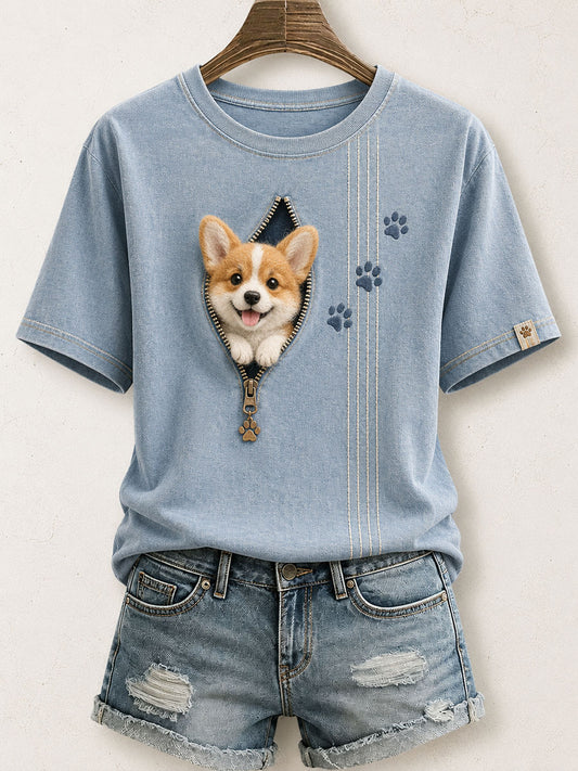 Naisten ihana Corgi tuntui taidetta T-paita