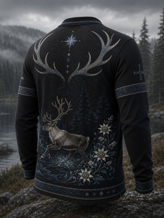 Miesten suomalainen arktinen poronkuva-asuste