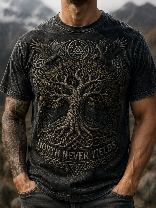 Viking Maailman puu “NORTH KOSKAAN YIELDS” Sattuva T-paiti