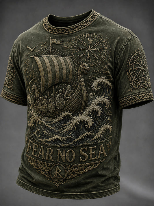 Viking laiva “FEAR NO SEA” Casual T-paia