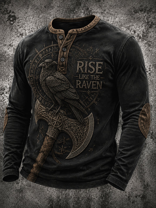 Viikinki nousee kuin RAVEN Casual Henley -paitaa