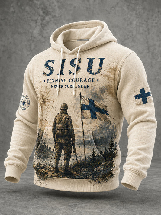 Miesten Sisu Veteraanihengen taidepainatukset hupputakki