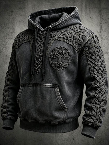 Miesten Retro Viking Valknut Puu elämän ylimääräinen pudotus-kukka huppari