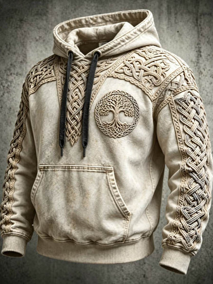 Miesten Retro Viking Valknut Puu elämän ylimääräinen pudotus-kukka huppari