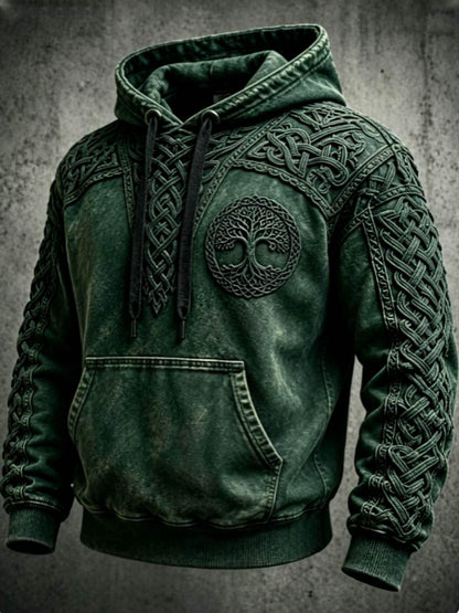 Miesten Retro Viking Valknut Puu elämän ylimääräinen pudotus-kukka huppari