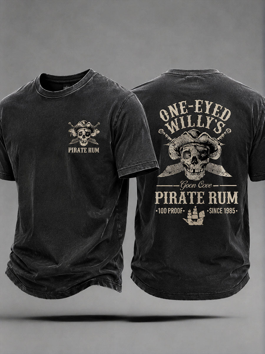 Miesten yksisilmäinen Willies Rum Pirate Rum Hauska Casual Unisex T-paito