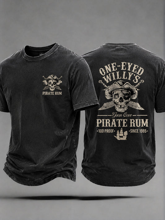 Miesten yksisilmäinen Willies Rum Pirate Rum Hauska Casual Unisex T-paito