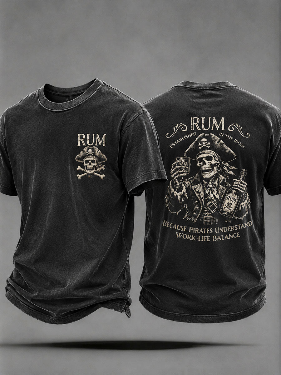 Miesten "Koska merirosvot ymmärtää työelämän tasapaino" Hauska Pirate Rum Casual Unisex T-paita