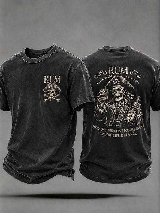 Miesten "Koska merirosvot ymmärtää työelämän tasapaino" Hauska Pirate Rum Casual Unisex T-paita