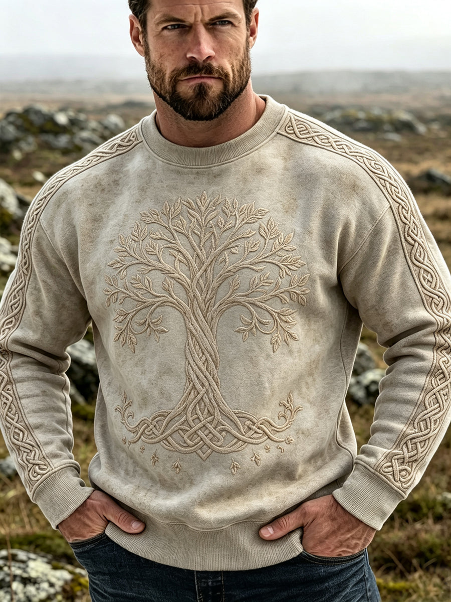 Miesten Vintage Viking puu elämän kelttinen tulostus miehistö kaula Sweatshirt