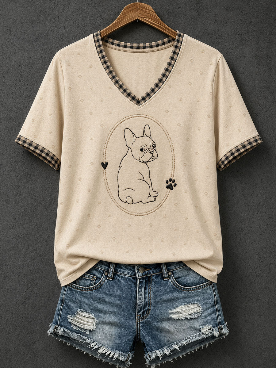 Naisten ranskalainen Bulldog Line Art T-paita