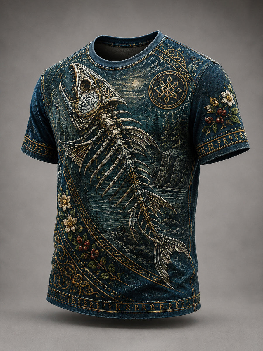 Miesten suomalainen Kalevala Element Taide Print Casual T-paia