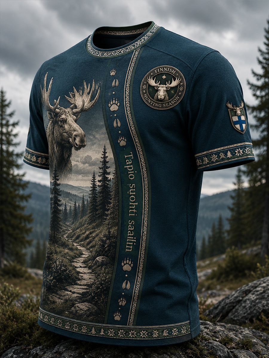 Miesten suomalainen metsästyskausi Art Print Casual T-paia
