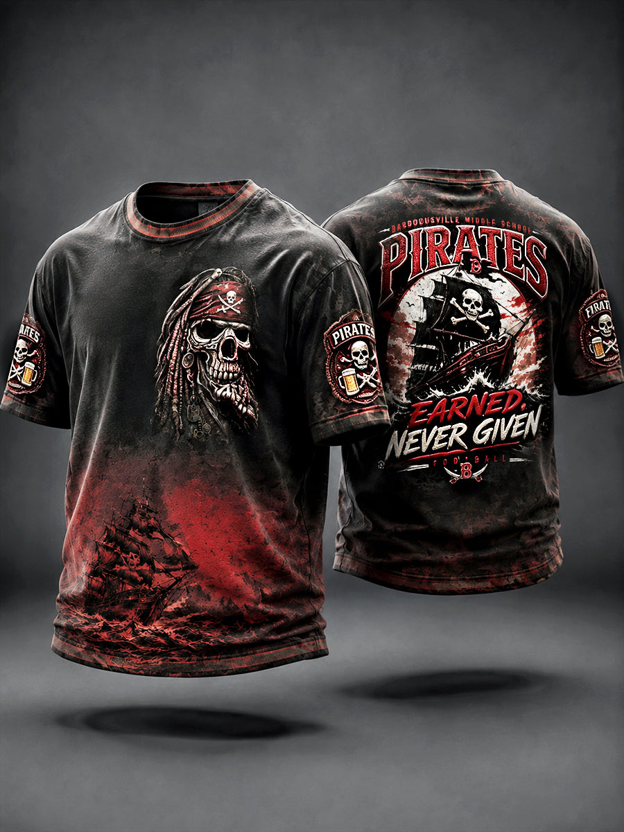 Miesten Gradient Pirate-Print Casual T-paito