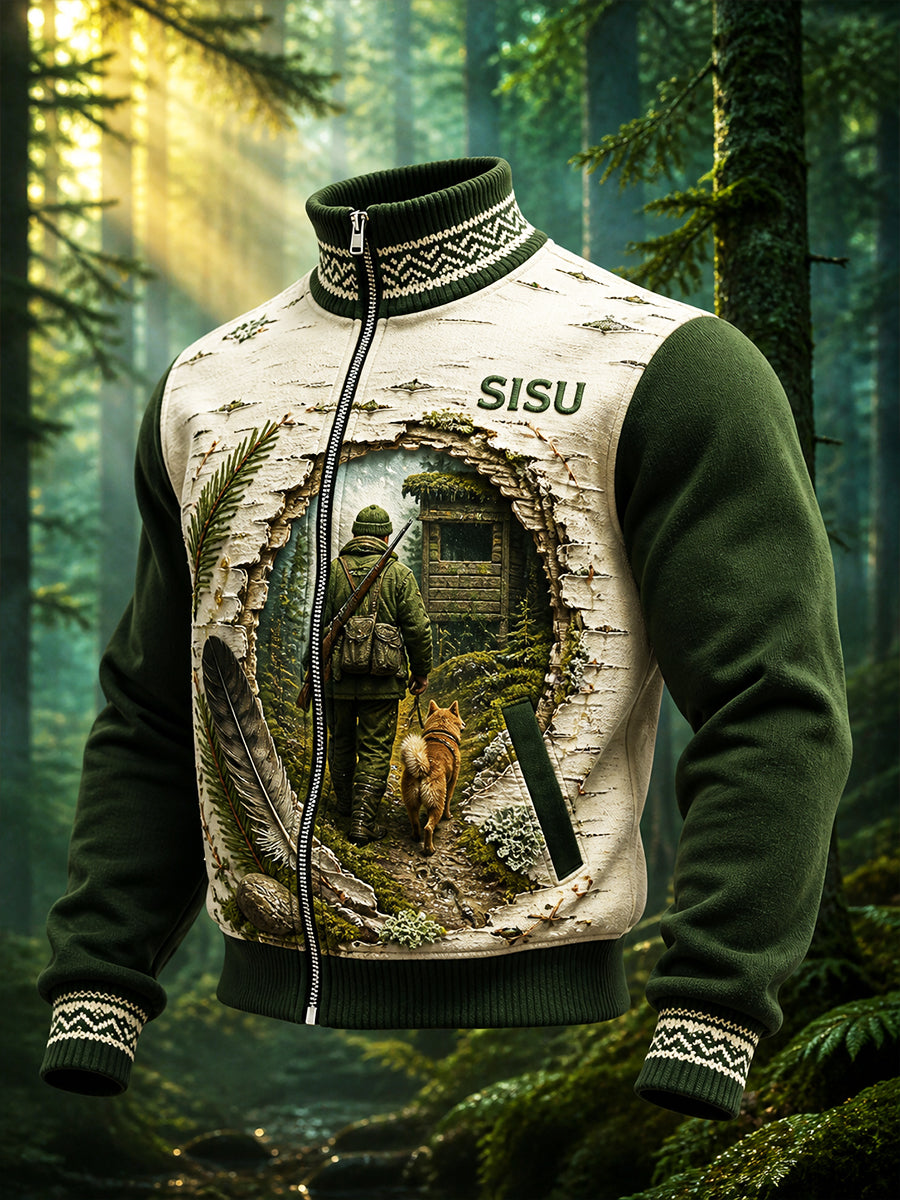 Casual Comfortable Jacket Retro Suomen taideteoksella.