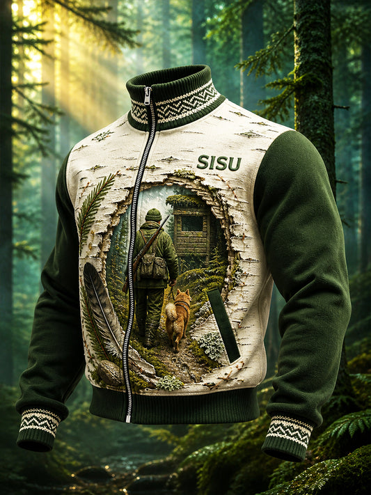 Casual Comfortable Jacket Retro Suomen taideteoksella.