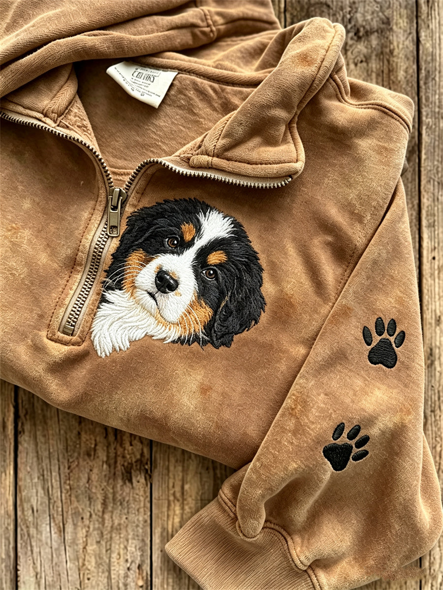 Naisten tirkistävä Berni vuoristokoira & Pussu tulosta Zip up Sweatshirt
