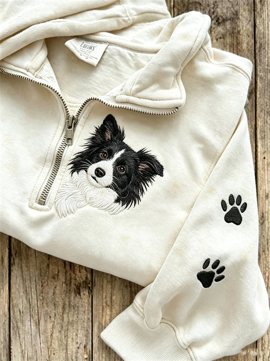 Naisten Peeking raja Collie Koira & Pussu tulosta Zip up Sweatshirt