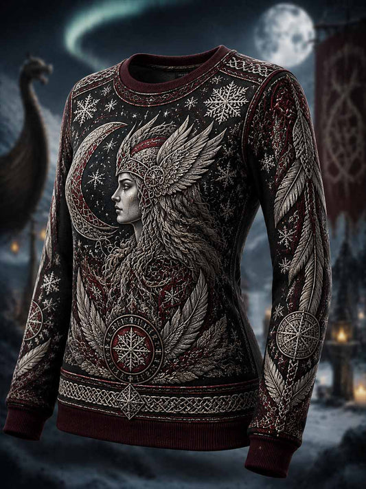 Naisten Retro Viking Nainen soturi kuvio painettu Sweatshirt