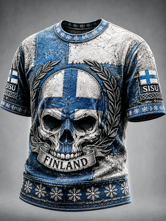 Miesten suomalaisesta sisusta inspiroidut 3D-tulostetut vapaa-ajan t-paidat
