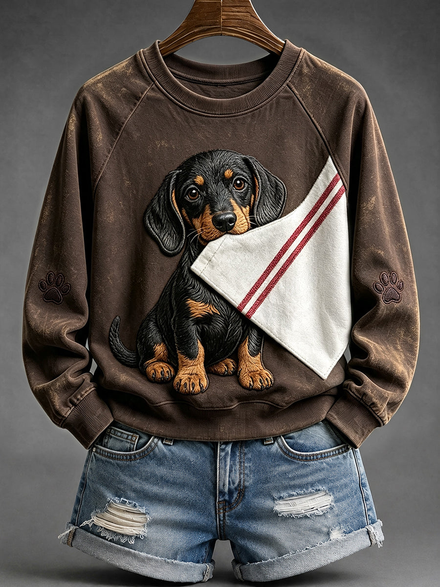 Naisten söpö kohokohta ja tassa tulostus Raglan hiha Sweatshirt