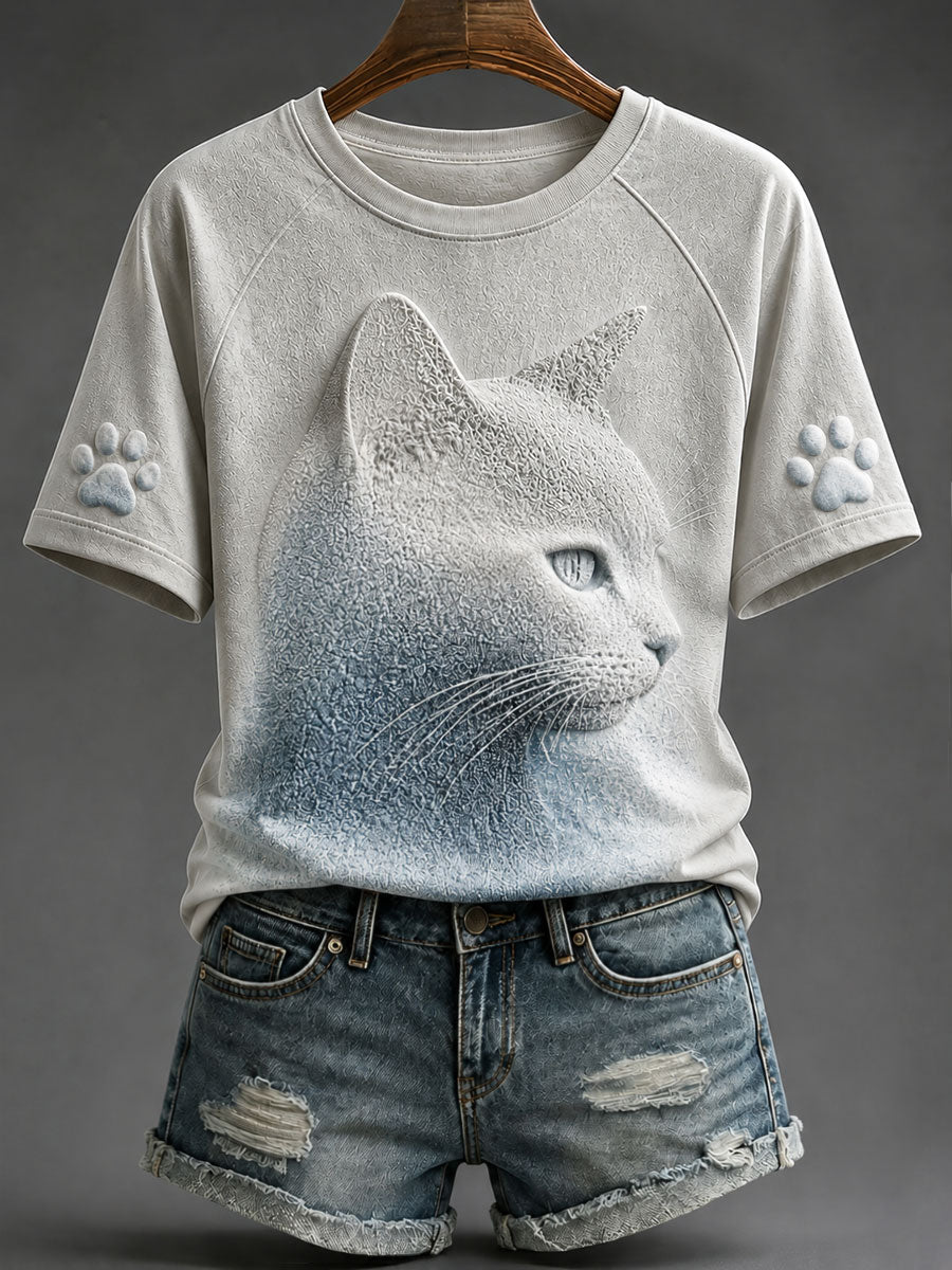 Naisten Cat Print Art T-paitat