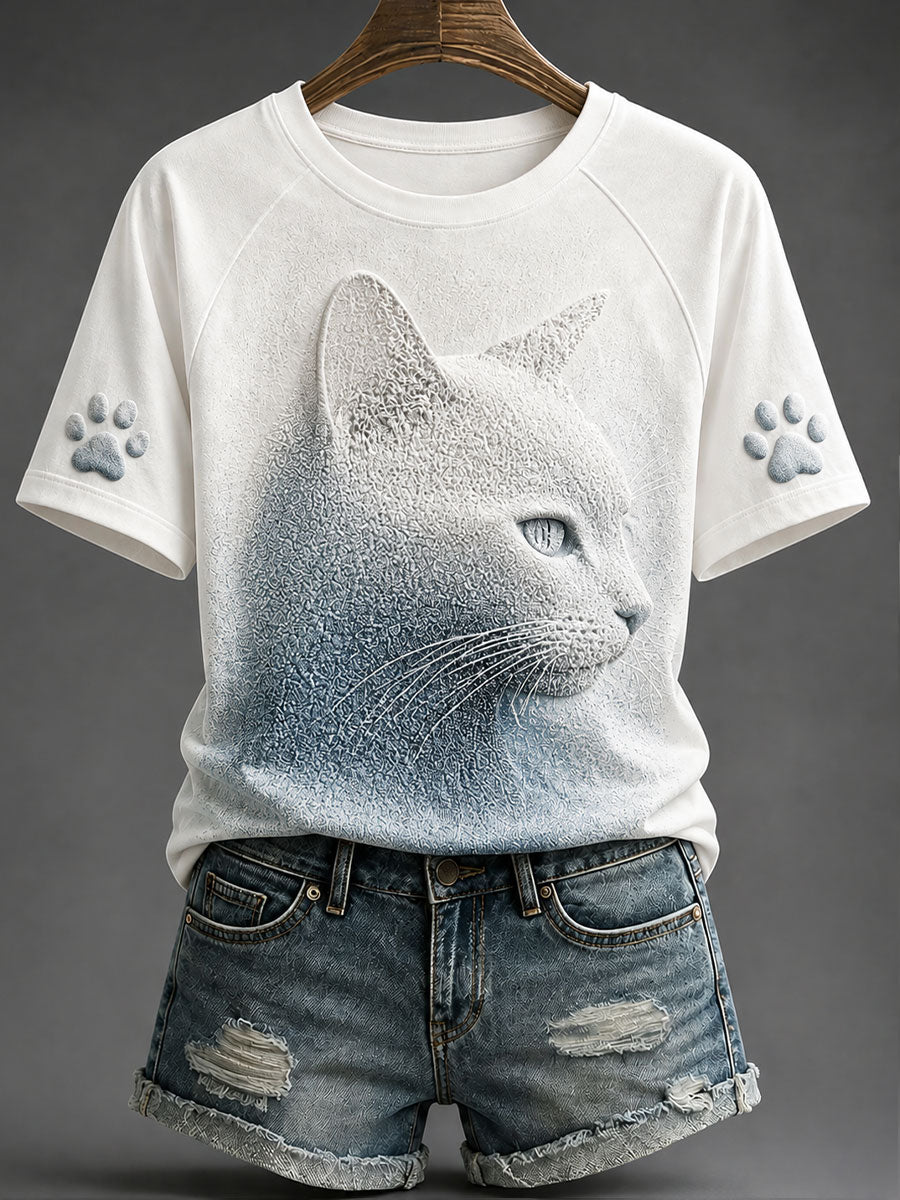 Naisten Cat Print Art T-paitat