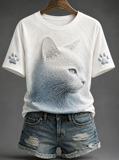 Naisten Cat Print Art T-paitat
