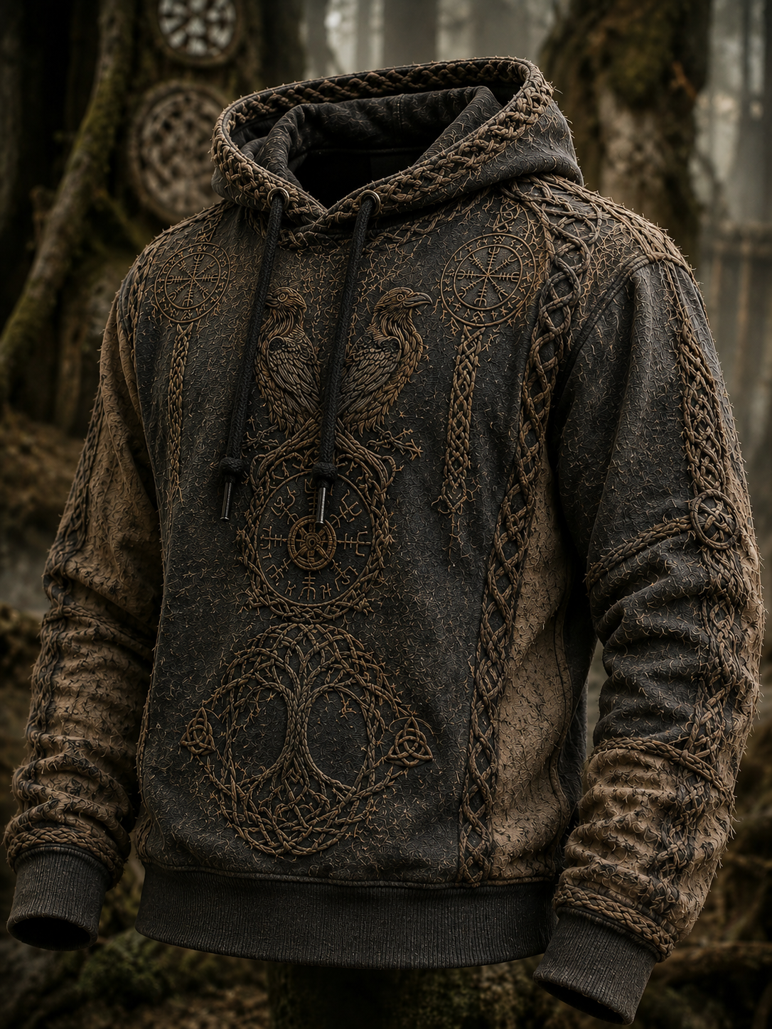 Miesten Retro Viking Valknut Puu elämän ylimääräinen huppari