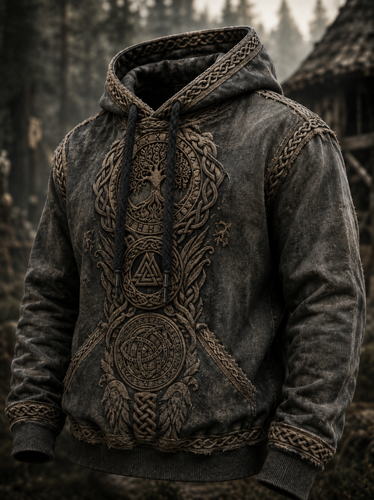 Miesten Retro Viking Valknut Puu elämän ylimääräinen huppari