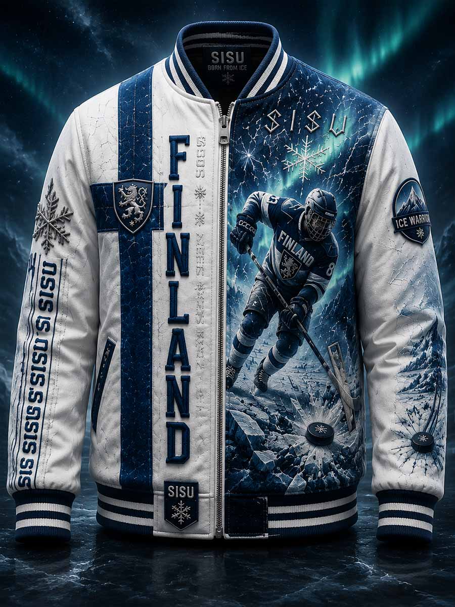 Miesten Retro Suomen Jääkiekko graafinen takki