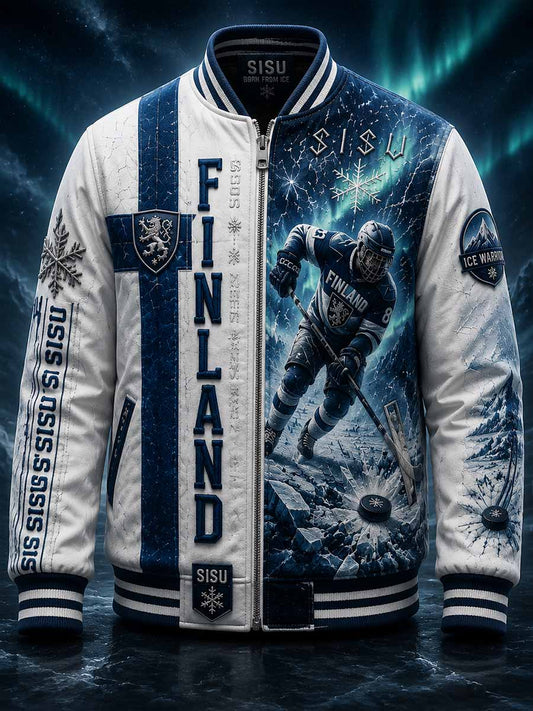 Miesten Retro Suomen Jääkiekko graafinen takki