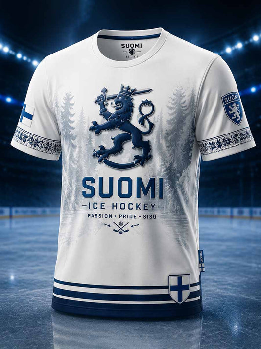 Miesten Retro Suomen Jääkiekko Graafinen T-paia