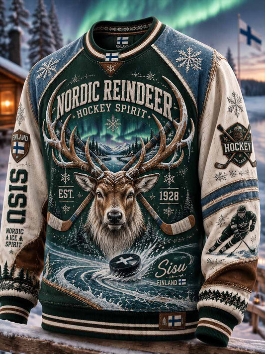 Miesten Retro Suomen Jääkiekko Graafinen Sweatshirt