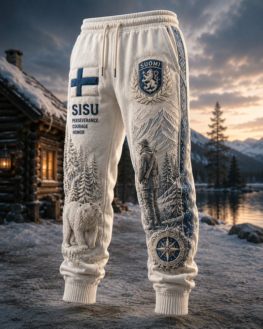 Miesten suomalainen Veteran Sisu Sattumaa Sweathousut housut: