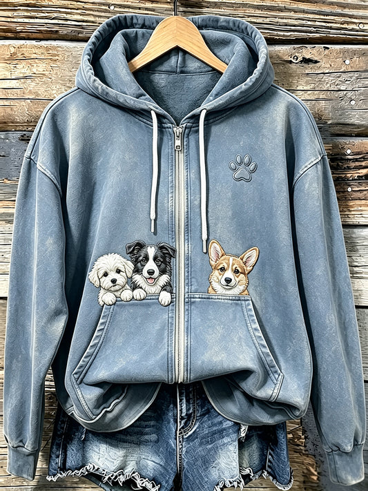 Naisten kaunis koirat ja tassu tulosta Cozy Zip-Up Hoodie.