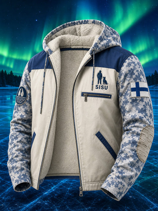Viihtyisä Zip-Up Casual Hoodie Retro suomalainen taide Print