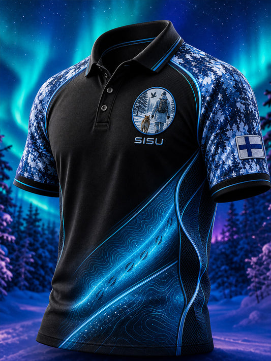 Retro Suomen taide Print Casual Polo -paita