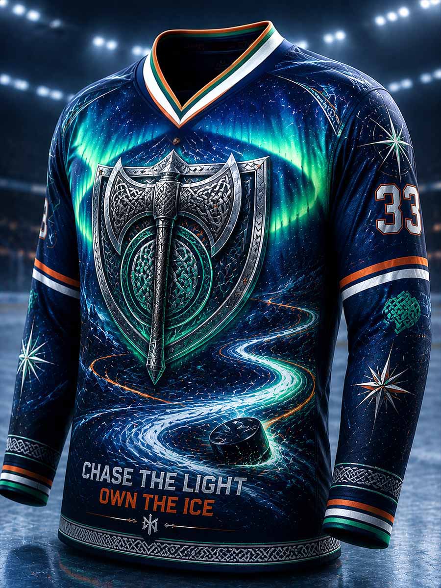 Miesten suomalainen jääkiekko Tappara -kuosilla painettu collegepaita