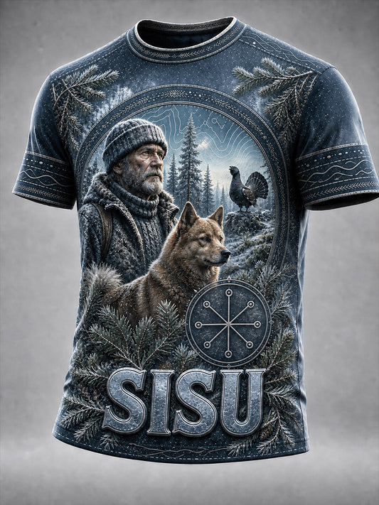 Retro Suomen taide Print Casual T-shirt