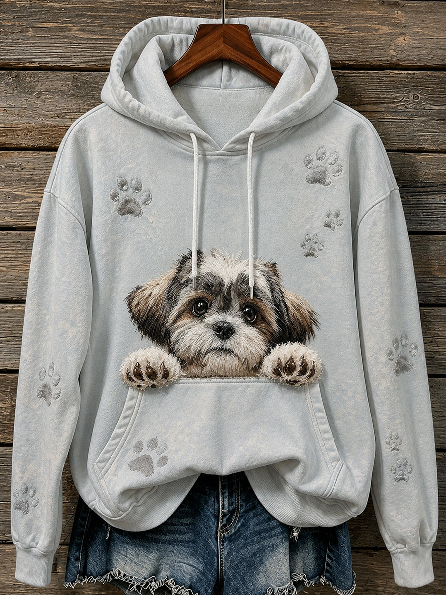 Naisten söpö Shih Tzu & Puw Tulosta Cozy Huppari