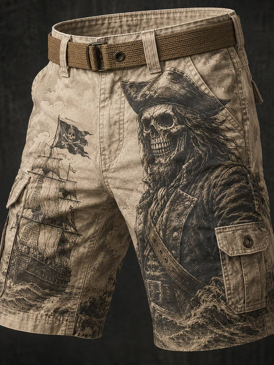 Vintage tumma merirosvo-punk-henkinen graafinen painokuviollinen rento taskuhousu