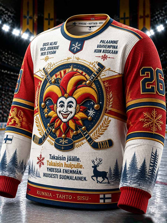 Miesten Jokerit Replay Suomen jääkiekko-ottelun muistopainatuksella varustettu collegepaita