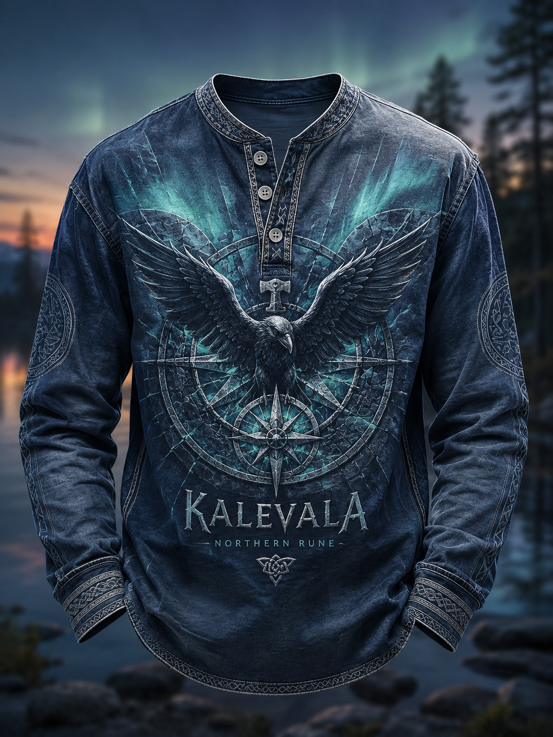 Miesten Kalevala-vapaa-ajan napitettava t-paita