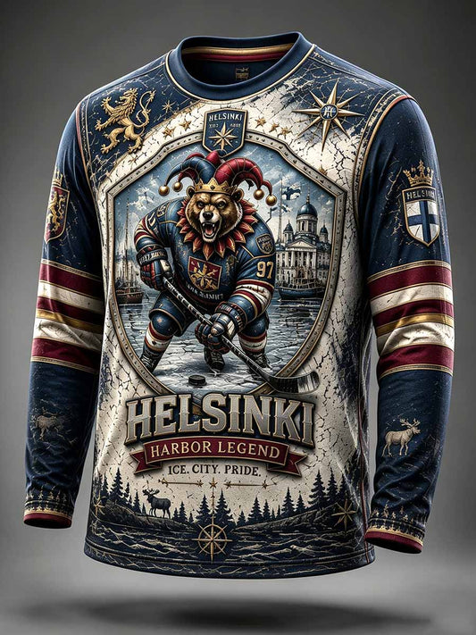 Miesten Helsingin Jokerit-jääkiekkotulosteinen collegepaita