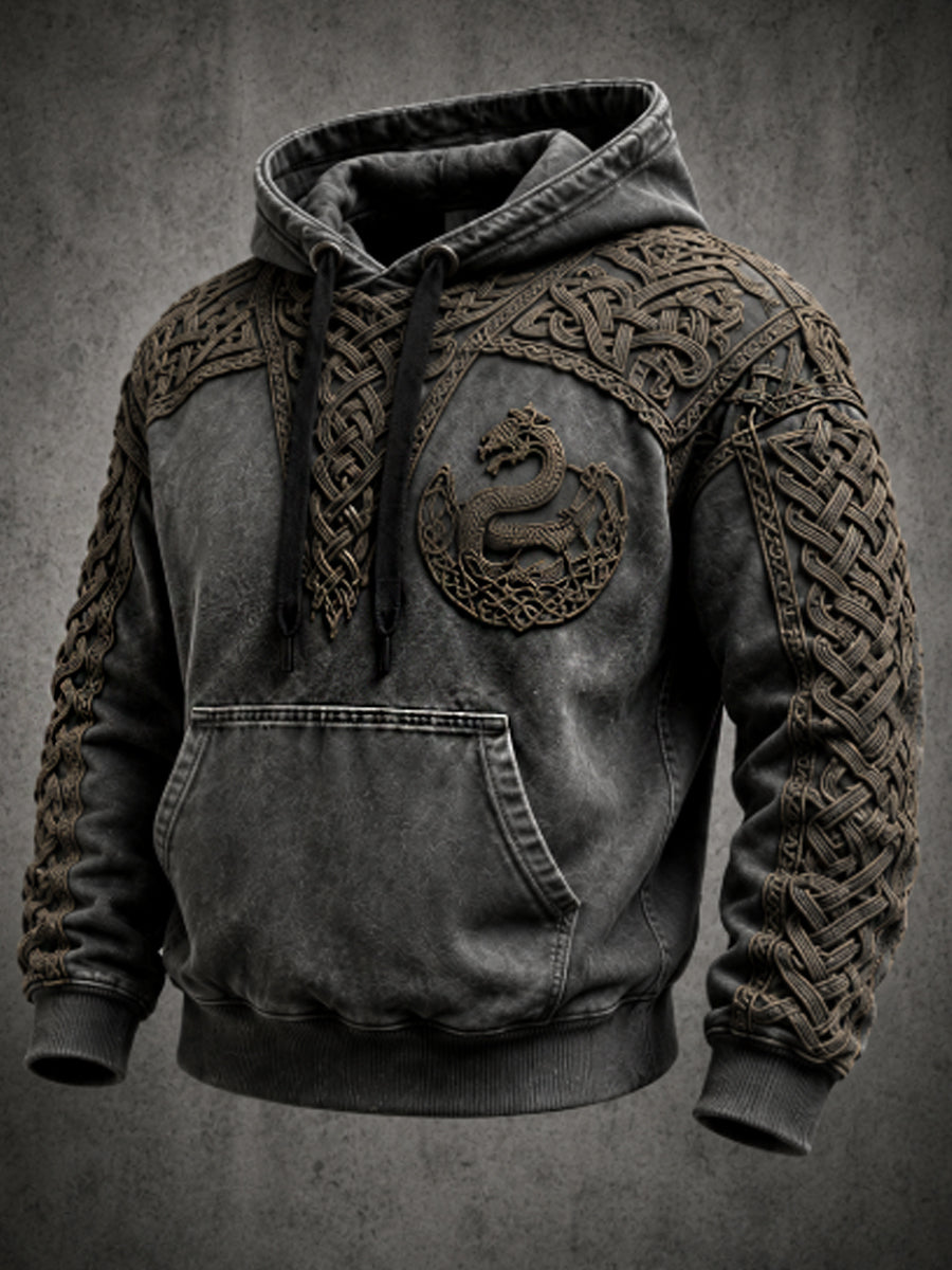 Miesten Retro Viking Valknut ylimääräinen pudotus-hukka huppari