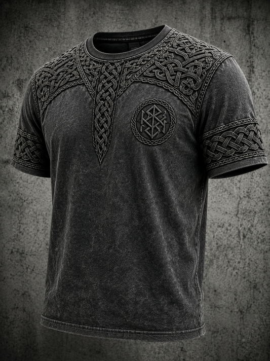 Miesten Retro Viking Valknut lyhyet hihat t-paita
