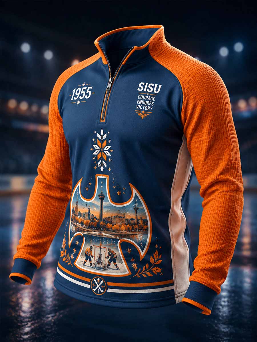 Miesten Vintage Hockey muistomerkki Print Sweatshirt