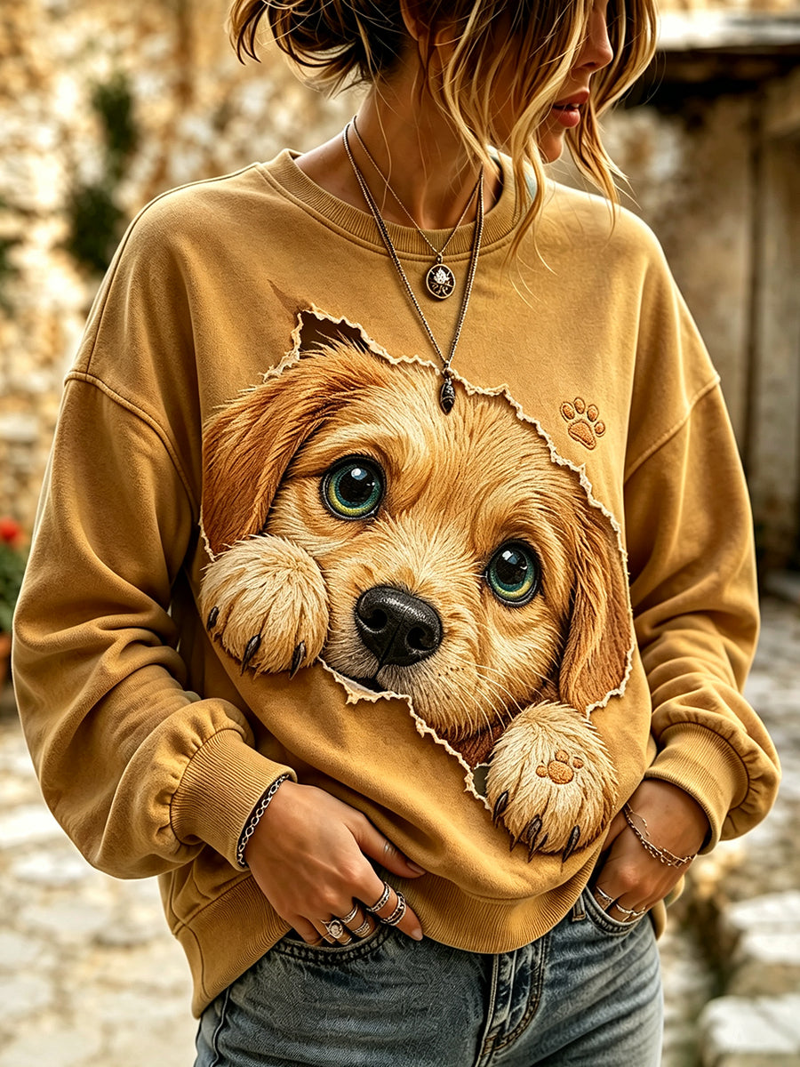 Naisten söpö Peeking Golden Retriever Tulosta viihtyisä Sweatshirt